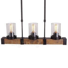 3 Light Vintage Wooden Lustr Industrial Wind Loft Wood Lineární závěsné osvětlení