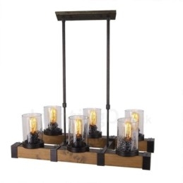 6 Light Vintage Wooden Lustr Industrial Wind Loft Wood Lineární závěsné osvětlení