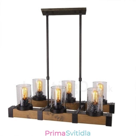 6 Light Vintage Wooden Lustr Industrial Wind Loft Wood Lineární závěsné osvětlení 6 Light Vintage Wooden Lustr Industrial Wind Loft Wood Lineární závěsné osvětlení