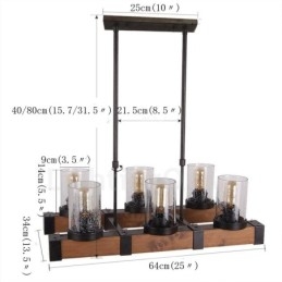 6 Light Vintage Wooden Lustr Industrial Wind Loft Wood Lineární závěsné osvětlení