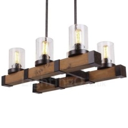 6 Light Vintage Wooden Lustr Industrial Wind Loft Wood Lineární závěsné osvětlení
