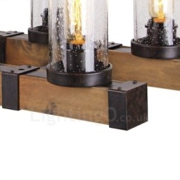 6 Light Vintage Wooden Lustr Industrial Wind Loft Wood Lineární závěsné osvětlení