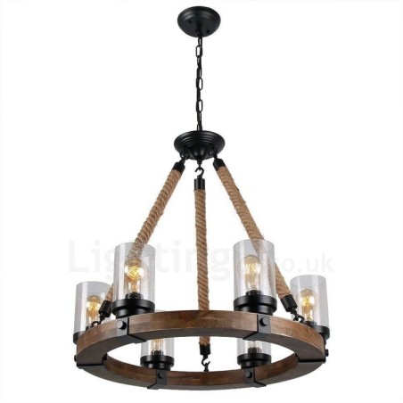 6 Light Ring Vintage dřevěný lustr Průmyslové Wind Loft Wood Lineární závěsné osvětlení 6 Light Ring Vintage dřevěný lustr Průmyslové Wind Loft Wood Lineární závěsné osvětlení