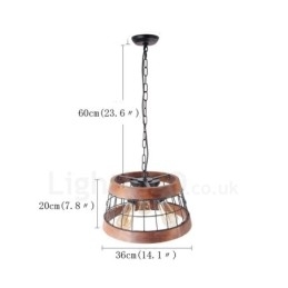3 Light Ring Vintage dřevěný lustr Průmyslové Wind Loft Wood Lineární závěsné osvětlení