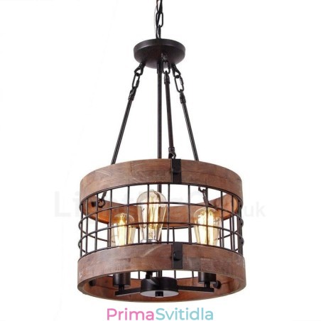 3 Light Drum Vintage dřevěný lustr Industrial Wind Loft Wood Lineární závěsné osvětlení 3 Light Drum Vintage dřevěný lustr Industrial Wind Loft Wood Lineární závěsné osvětlení