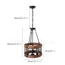 3 Light Drum Vintage dřevěný lustr Industrial Wind Loft Wood Lineární závěsné osvětlení