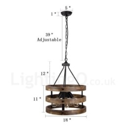 5 Light Drum Vintage dřevěný lustr Průmyslové Wind Loft Wood Lineární závěsné osvětlení