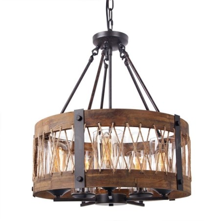 5 Light Drum Vintage dřevěný lustr Průmyslové Wind Loft Wood Lineární závěsné osvětlení 5 Light Drum Vintage dřevěný lustr Průmyslové Wind Loft Wood Lineární závěsné osvětlení