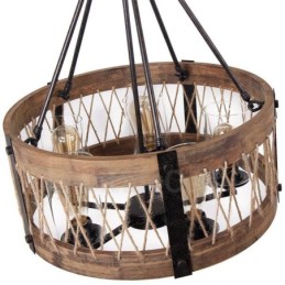 5 Light Drum Vintage dřevěný lustr Průmyslové Wind Loft Wood Lineární závěsné osvětlení