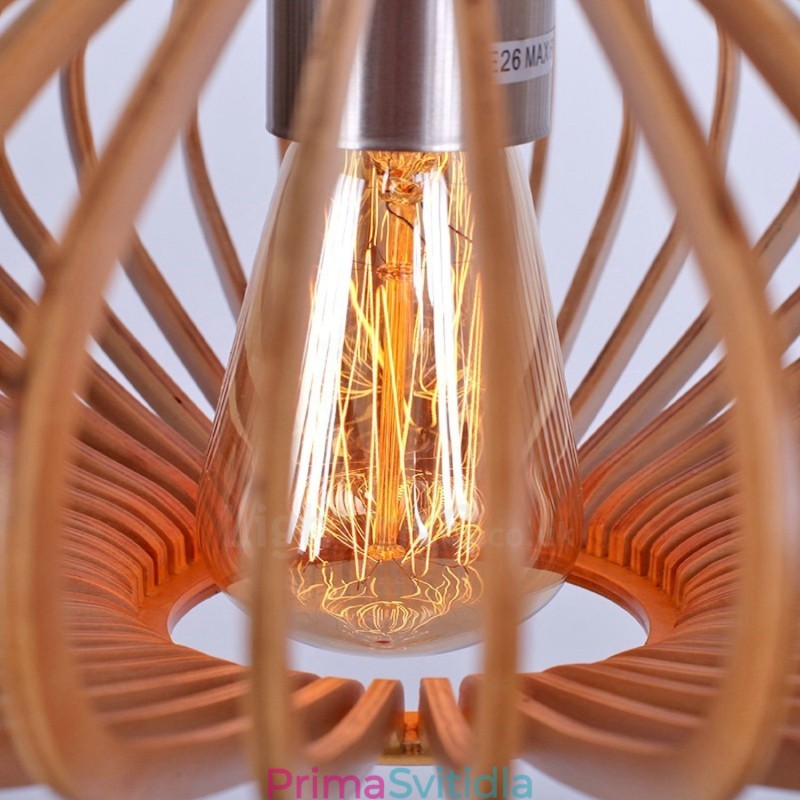 1 Light Lucerna Vintage dřevěný lustr Průmyslové Wind Loft Wood Lineární závěsné osvětlení