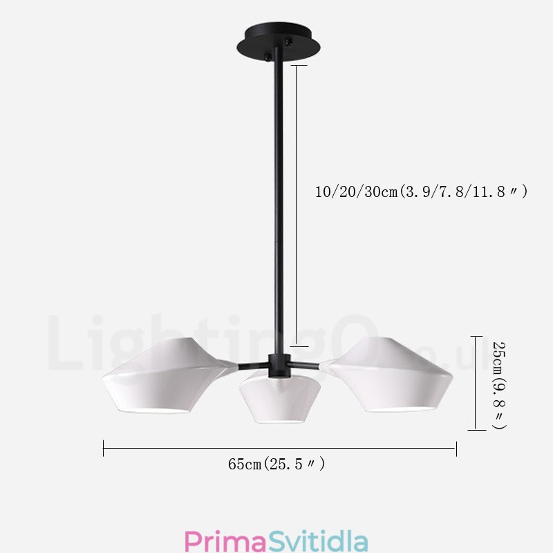 Lineární retro lustr 3 s akrylovými stínidly do venkovní garáže