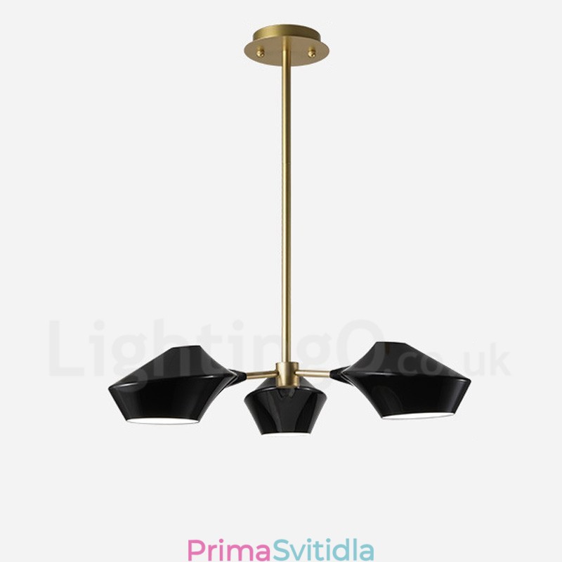 Lineární retro lustr 3 s akrylovými stínidly do venkovní garáže