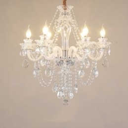 6 Světle čirý křišťálový svíčkový lustr Speciální design s bílými rameny