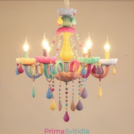 Macaron 6 Light lustr s vícebarevnými křišťálovými svíčkami v mini stylu pro děti Macaron 6 Light lustr s vícebarevnými křišťálovými svíčkami v mini stylu pro děti