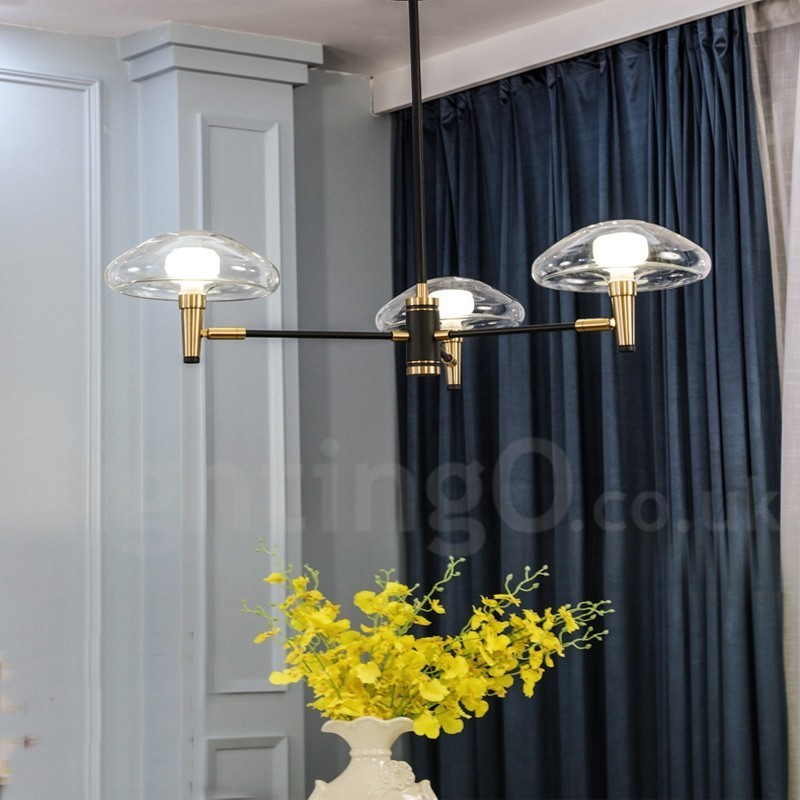 3 Light Mini Style Uplight Galvanicky lakovaný lustr se skleněnými stínidly