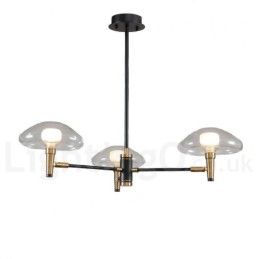 3 Light Mini Style Uplight Galvanicky lakovaný lustr se skleněnými stínidly