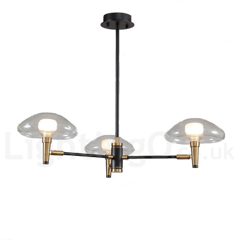 3 Light Mini Style Uplight Galvanicky lakovaný lustr se skleněnými stínidly