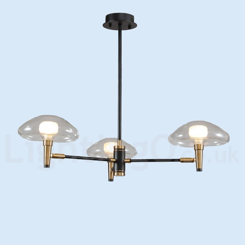 3 Light Mini Style Uplight Galvanicky lakovaný lustr se skleněnými stínidly