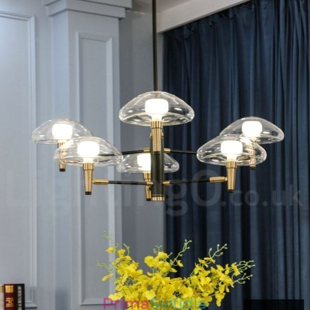 6 Light Uplight Galvanicky lakovaný lustr se skleněnými stínidly 6 Light Uplight Galvanicky lakovaný lustr se skleněnými stínidly