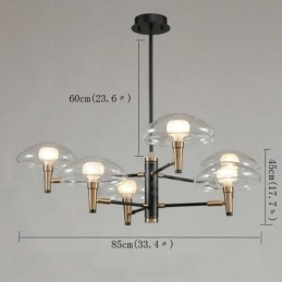 6 Light Uplight Galvanicky lakovaný lustr se skleněnými stínidly