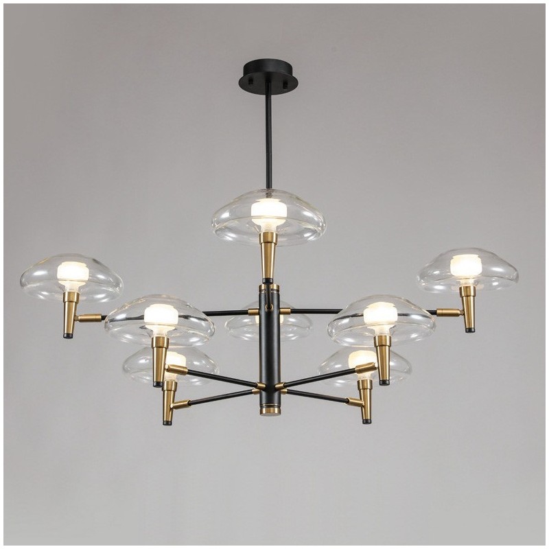 8 Light Uplight Galvanicky lakovaný lustr se skleněnými stínidly