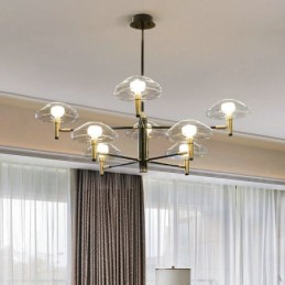 8 Light Uplight Galvanicky lakovaný lustr se skleněnými stínidly