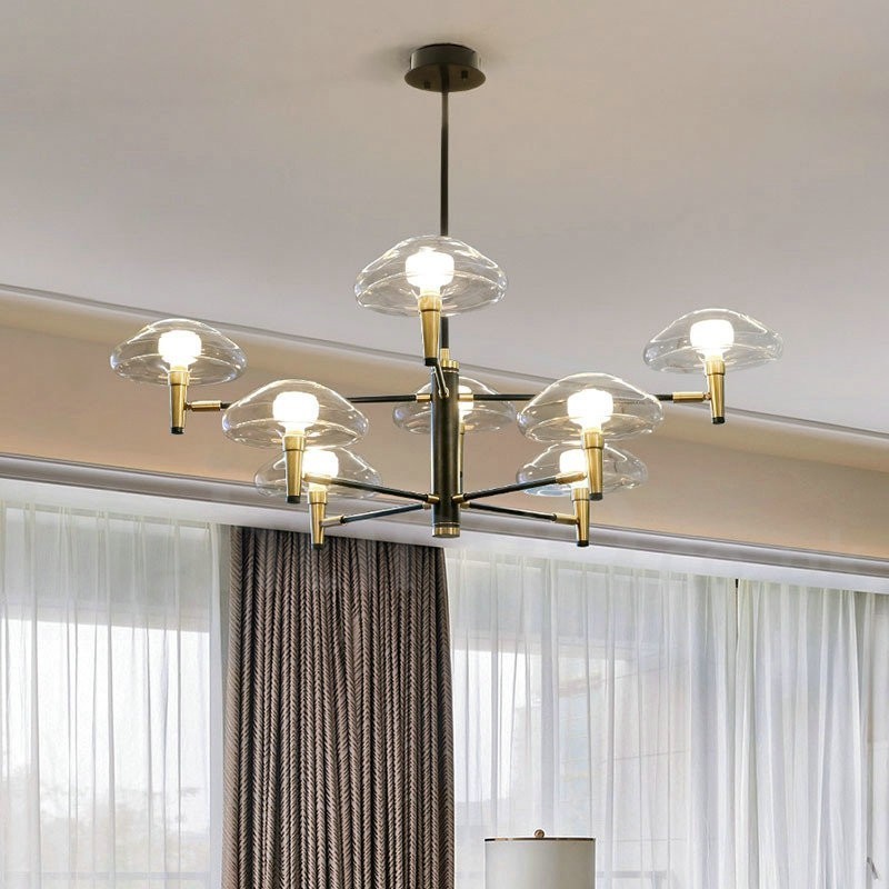 8 Light Uplight Galvanicky lakovaný lustr se skleněnými stínidly