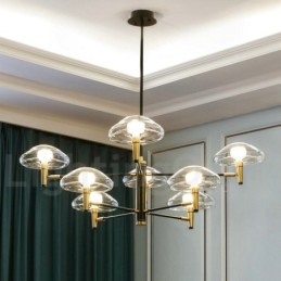 8 Light Uplight Galvanicky lakovaný lustr se skleněnými stínidly