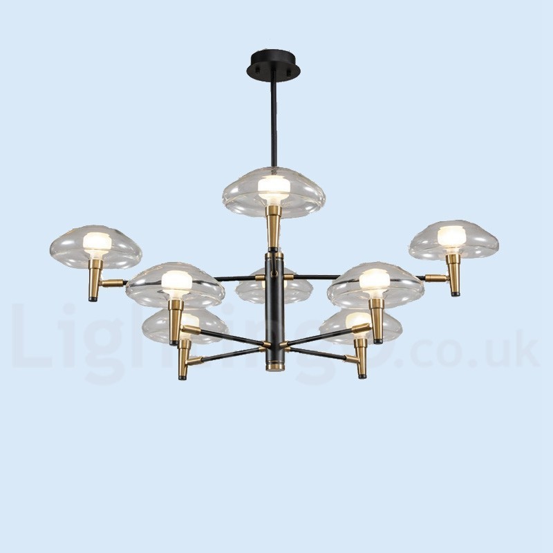 8 Light Uplight Galvanicky lakovaný lustr se skleněnými stínidly