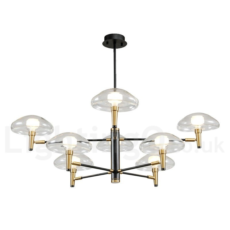 8 Light Uplight Galvanicky lakovaný lustr se skleněnými stínidly