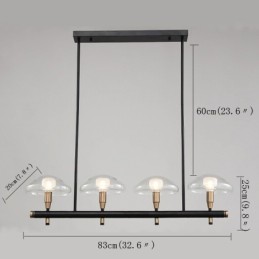 4 Light Linear Uplight Galvanicky lakovaný lustr se skleněnými stínidly
