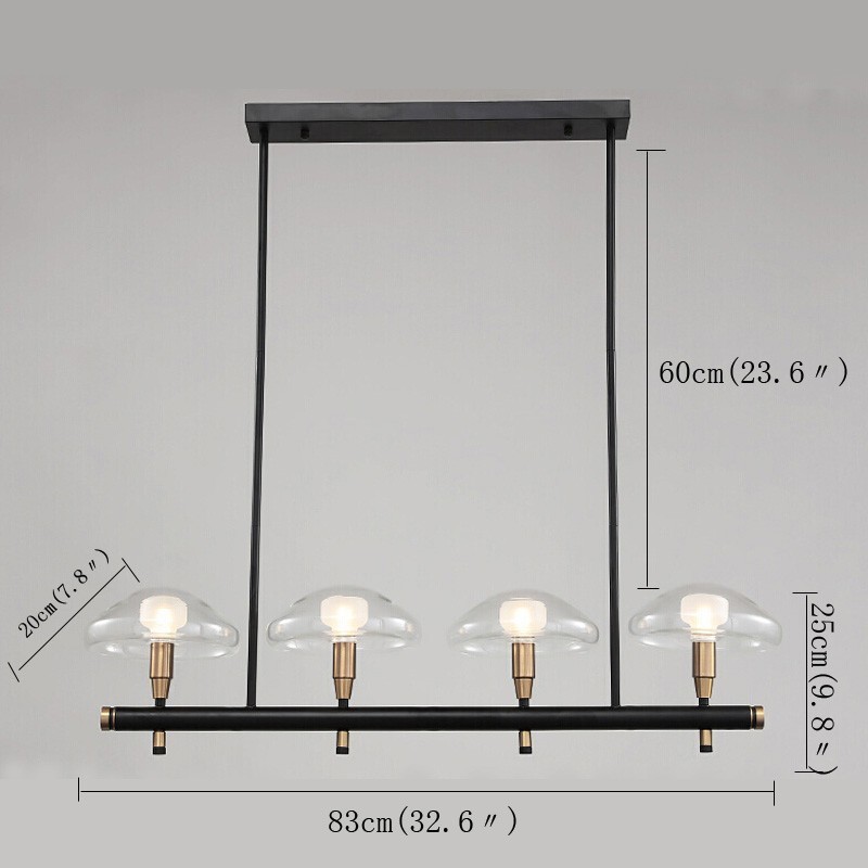 4 Light Linear Uplight Galvanicky lakovaný lustr se skleněnými stínidly