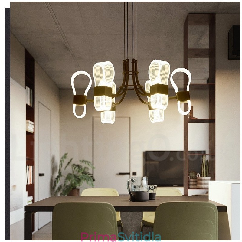 6 lehkých Nordic Post moderní designový lustr s akrylovými stínidly