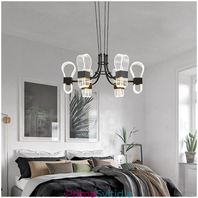 6 lehkých Nordic Post moderní designový lustr s akrylovými stínidly