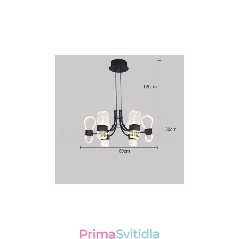 6 lehkých Nordic Post moderní designový lustr s akrylovými stínidly
