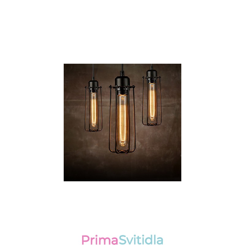 Lustr Mini Style Rustic Lodge Retro Metal 3 lehké závěsné světlo