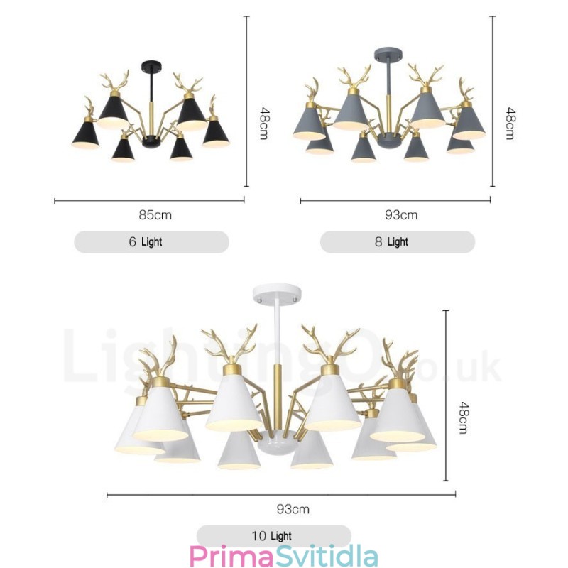 8 Light Nordic Macaron Modern Parohy Lustr
