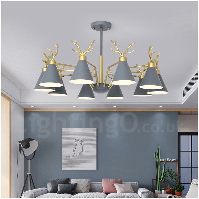 10 Light Nordic Macaron Modern Parohy Lustr