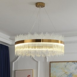 Postmoderní luxusní kulaté křišťálové závěsné světlo Výstavní síň