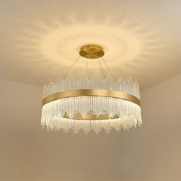 Postmoderní luxusní kulaté křišťálové závěsné světlo Výstavní síň