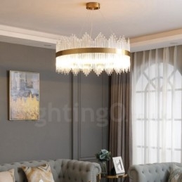 Postmoderní luxusní kulaté křišťálové závěsné světlo Výstavní síň