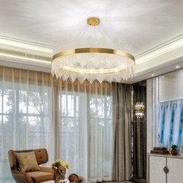 Postmoderní luxusní kulaté křišťálové závěsné světlo Výstavní síň