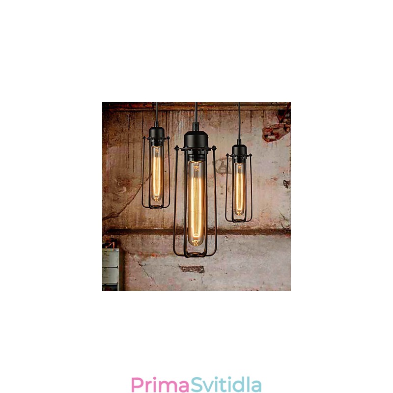 Lustr Mini Style Rustic Lodge Retro Metal 3 lehké závěsné světlo