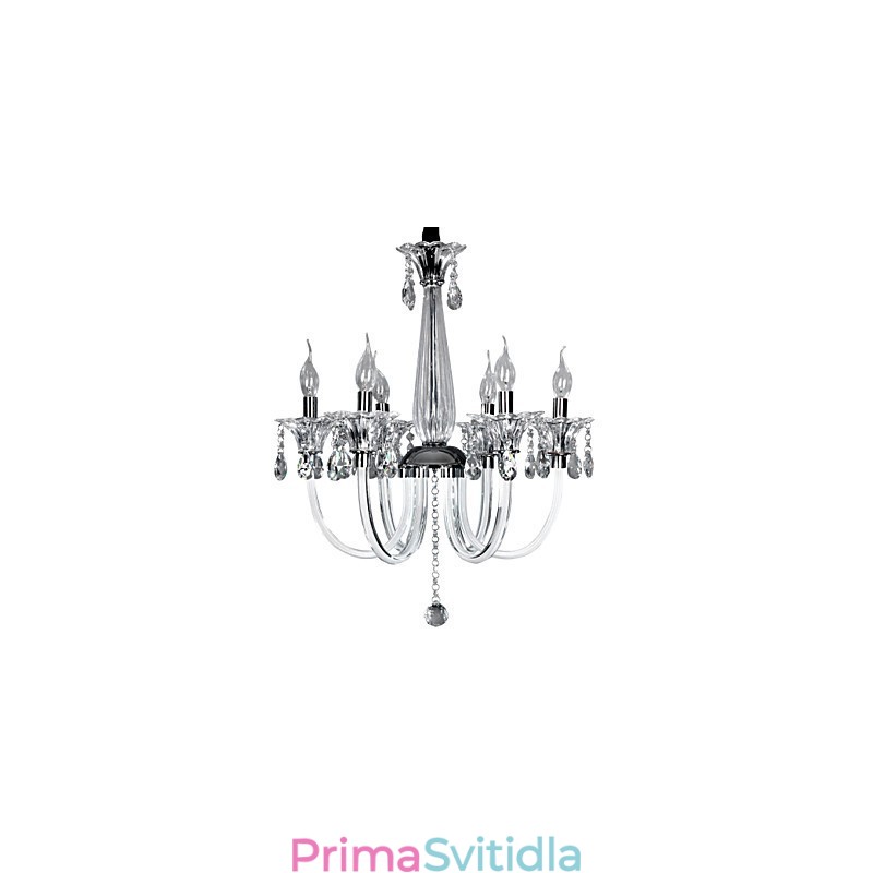 Elegantní křišťálový lustr se 6 světly ve svíčkové žárovce
