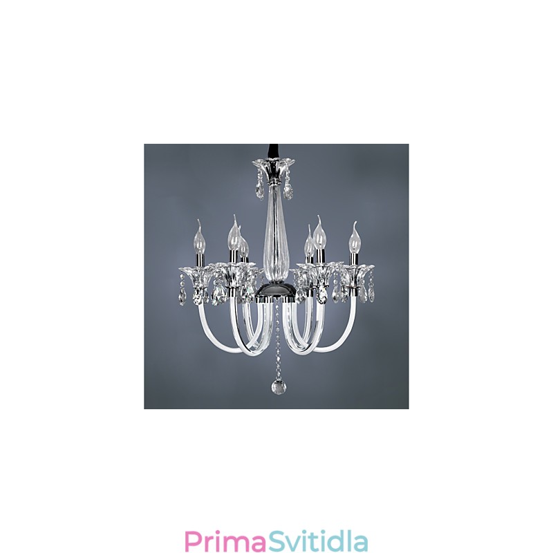 Elegantní křišťálový lustr se 6 světly ve svíčkové žárovce
