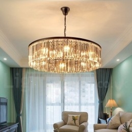 Postmoderní luxusní kulatý křišťálový závěsný lustr K9 Výstavní síň