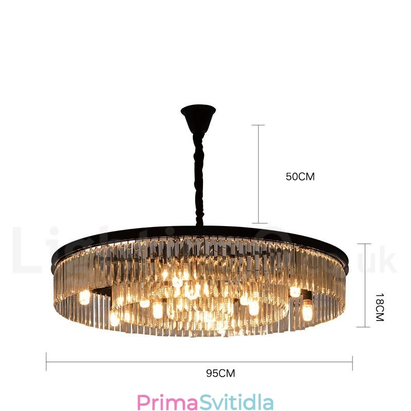 Postmoderní luxusní kulatý křišťálový závěsný lustr K9 Výstavní síň