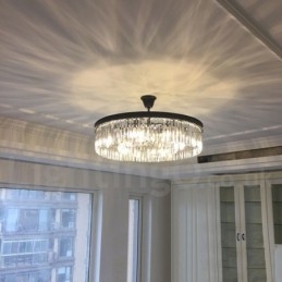 Postmoderní luxusní kulatý křišťálový závěsný lustr K9 Výstavní síň