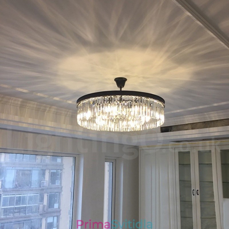 Postmoderní luxusní kulatý křišťálový závěsný lustr K9 Výstavní síň