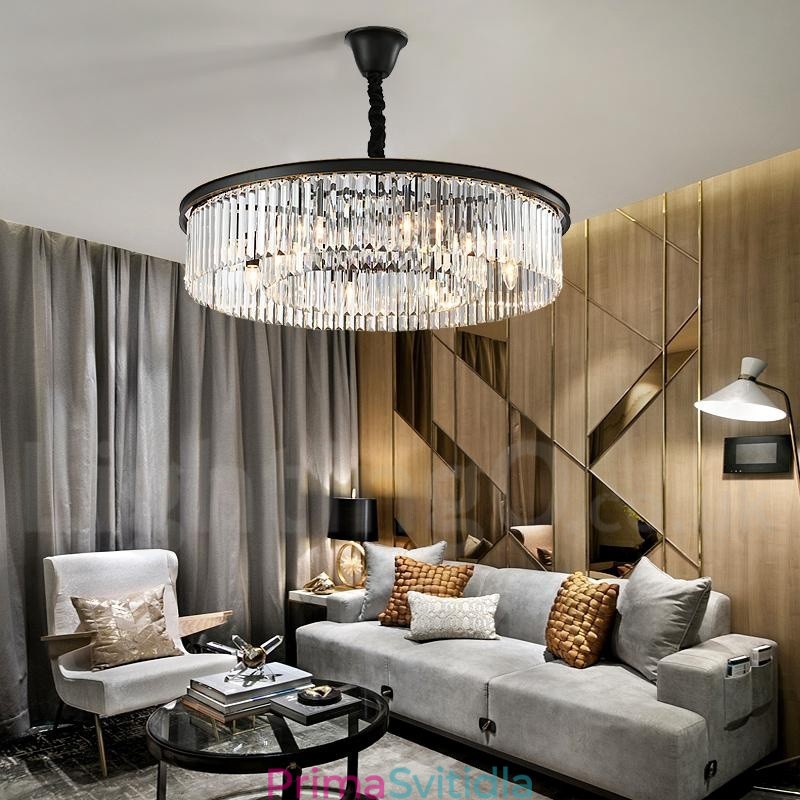 Postmoderní luxusní kulatý křišťálový závěsný lustr K9 Výstavní síň